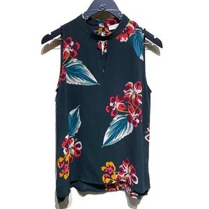 LOFT Sleeveless Keyhole Floral Blouse
